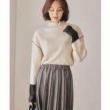 ボトルネック配色リブニットトップス 春 秋 冬 M レディース | aquagarage | 詳細画像4