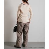 襟付きリブニットバイカラーカーディガン 春  秋 冬 M レディース | aquagarage | 詳細画像5 