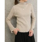 配色のフリルメローデザインが可愛い!ハイネックメローリブニット | aquagarage | 詳細画像14