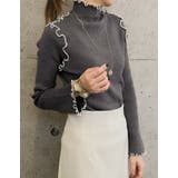 配色のフリルメローデザインが可愛い!ハイネックメローリブニット | aquagarage | 詳細画像18