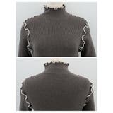 配色のフリルメローデザインが可愛い!ハイネックメローリブニット | aquagarage | 詳細画像7