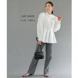 女性らしいシルエットを演出するウエストタック長袖ブラウス | aquagarage | 詳細画像14