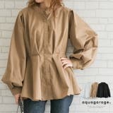 女性らしいシルエットを演出するウエストタック長袖ブラウス | aquagarage | 詳細画像1