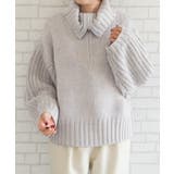 大きめの襟元で小顔効果も抜群♪天竺畦編みハーフジップニット | aquagarage | 詳細画像11