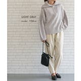 大きめの襟元で小顔効果も抜群♪天竺畦編みハーフジップニット | aquagarage | 詳細画像12