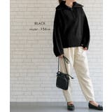 大きめの襟元で小顔効果も抜群♪天竺畦編みハーフジップニット | aquagarage | 詳細画像14