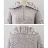 大きめの襟元で小顔効果も抜群♪天竺畦編みハーフジップニット | aquagarage | 詳細画像6