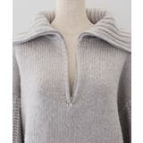 大きめの襟元で小顔効果も抜群♪天竺畦編みハーフジップニット | aquagarage | 詳細画像7