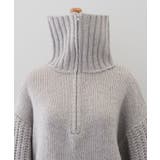 大きめの襟元で小顔効果も抜群♪天竺畦編みハーフジップニット | aquagarage | 詳細画像8