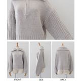 大きめの襟元で小顔効果も抜群♪天竺畦編みハーフジップニット | aquagarage | 詳細画像9