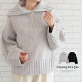 大きめの襟元で小顔効果も抜群♪天竺畦編みハーフジップニット | aquagarage | 詳細画像1