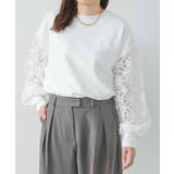 袖花柄シアー切替トップス 春 秋 冬 レディース | aquagarage | 詳細画像3