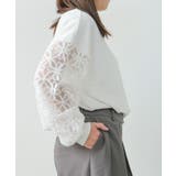 袖花柄シアー切替トップス 春 秋 冬 レディース | aquagarage | 詳細画像4