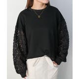 袖花柄シアー切替トップス 春 秋 冬 レディース | aquagarage | 詳細画像6