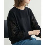 袖花柄シアー切替トップス 春 秋 冬 レディース | aquagarage | 詳細画像9