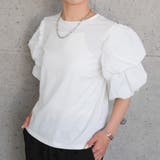 ホワイト | ダブルフリル袖異素材カットソー レディース 春 夏 M L 半袖 | aquagarage