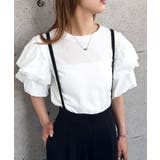 ダブルフリル袖異素材カットソー レディース 春 夏 M L 半袖 | aquagarage | 詳細画像3