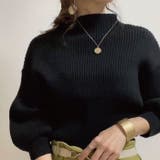 ブラック | ぽわん袖ニットトップス | aquagarage