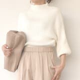 ホワイト | ぽわん袖ニットトップス | aquagarage