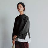 ブラック | 忙しい朝もコーデいらずでお洒落に決まる!レイヤード風デザインニット | aquagarage