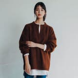 ブラウン | ゆるシルエットキーネックニット | aquagarage