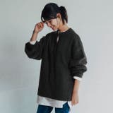 チャコール | ゆるシルエットキーネックニット | aquagarage