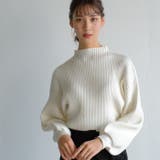 ホワイト | 可愛く着痩せする♪長袖バルーンスリーブニット | aquagarage