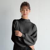 ブラック | 可愛く着痩せする♪長袖バルーンスリーブニット | aquagarage
