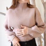 ピンクベージュ | 可愛く着痩せする♪長袖バルーンスリーブニット | aquagarage
