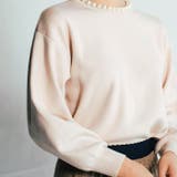 クルーネックに大ぶりのパールを施した上品なニットトップス | aquagarage | 詳細画像14