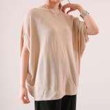 ベージュ | すっきり美ラインでサラッと快適!ドルマンスリーブサマーニットトップス | aquagarage