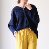 ネイビー | オフィスにも普段にも使える！スリットバンドカラーブラウス | aquagarage