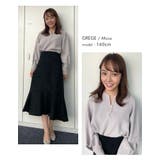 ネックレスいらずの華やかなデザイン♪パール付きキーネックブラウス オフィスカジュ… | aquagarage | 詳細画像12 