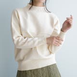 ホワイト | 表情豊かな切り替えデザイン♪ハイネック切り替えニット | aquagarage