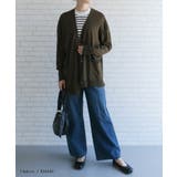 カーキ | 羽織るだけで縦長コーデが完成するロング丈サマーニットカーディガン | aquagarage