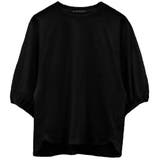ブラック | 立体感のある袖が女性らしい抜け感を演出! ボリューム半袖Tシャツ | aquagarage