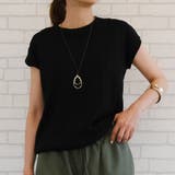 ブラック | コンパクトシルエットでスタイルアップ効果抜群!フレンチスリーブニットトップス | aquagarage