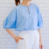 ブルー | ドルマンスリーブデザインでフェミニンなパフスリーブトップス | aquagarage