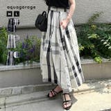 チェック柄ウエストタックフレアスカート レディース 夏 | aquagarage | 詳細画像1