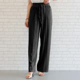 ブラック | どんなトップスとも合わせやすい!リブカットソーリラックスドロストパンツ | aquagarage