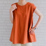 テラコッタ | ゆったりシルエットでラフに着こなせるショルダータックAラインチュニック | aquagarage