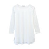 カットソーホワイトロング | オシャレ見せが叶う♪選べる裾付きトップス | aquagarage