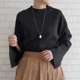 ブラック | 立体的シルエットを叶える袖スリットニット | aquagarage