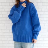 ブルー | シンプルにさらっと着れるハイネックニットトップス | aquagarage