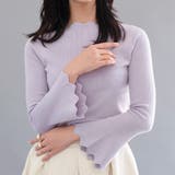 ラベンダー | 首元と袖口のウェーブデザインがポイント!ネック袖口ウェーブニットトップス | aquagarage