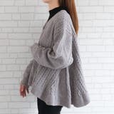 杢グレー | 女性らしいシルエットのAラインフレアニットカーディガン | aquagarage