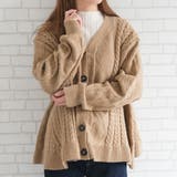 キャメル | 女性らしいシルエットのAラインフレアニットカーディガン | aquagarage