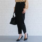 ブラック | 美脚効果抜群!パール付きテーパードパンツ | aquagarage