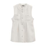 アイボリー | ツイードジレ レディース ミックスツイード レイヤード 体型カバー | aquagarage