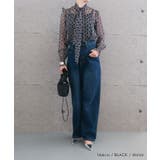 高級感ある総柄長袖ボウタイブラウス | aquagarage | 詳細画像11